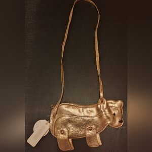 Gold Bear-Shaped Crossbody Bag